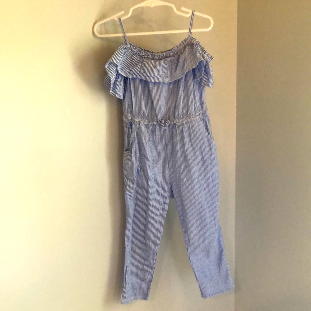 Girls seersucker jumpsuit
